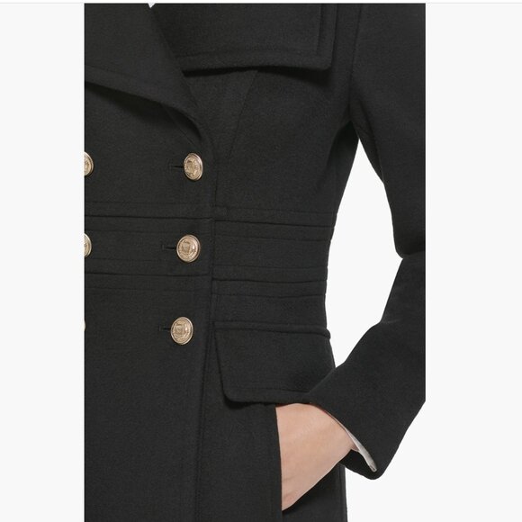 KARL LAGERFELD PARIS Double Breasted Wool Blend Military Coat - Picture 4 of 4